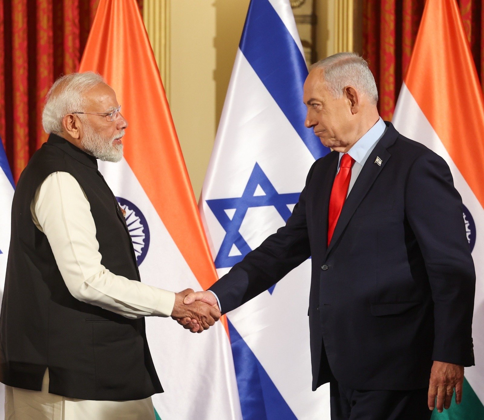 Indian Prime Minister Modi and Israeli Prime Minister Netanyahu
