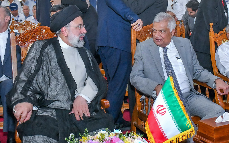Iranian President Ebrahim Raisi with Ranil Wickremesinghe