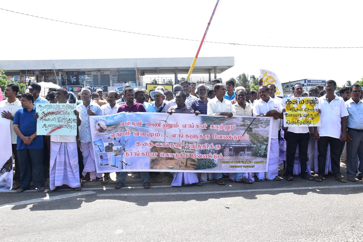 Protest against mannar wind power