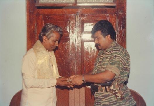 Thenisai Chellappa felicitated by Tamil Eelam national leader V. Prabhakaran